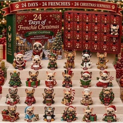 Calendrier de l'Avent 2026 Bouledogue Français - Édition Noël 24 jours B