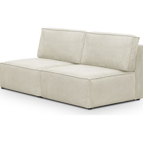 Module canapé 2 places en velours côtelé beige - Harper Mod (1/2)