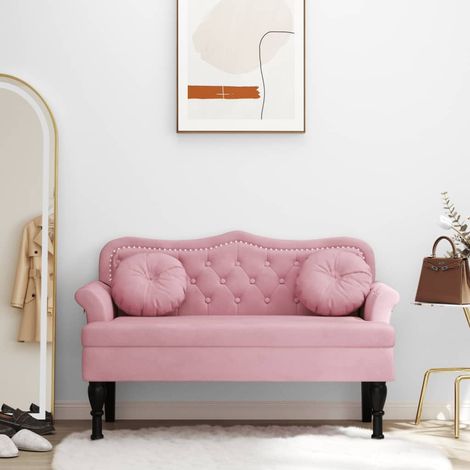 Sitzbank mit Kissen Rosa 120,5x65x75 cm Samt