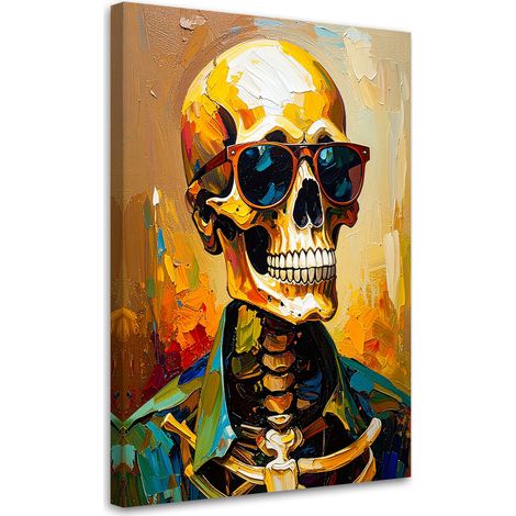 Quadro su tela, Teschio colorato con occhiali - 40x60 (1/2)