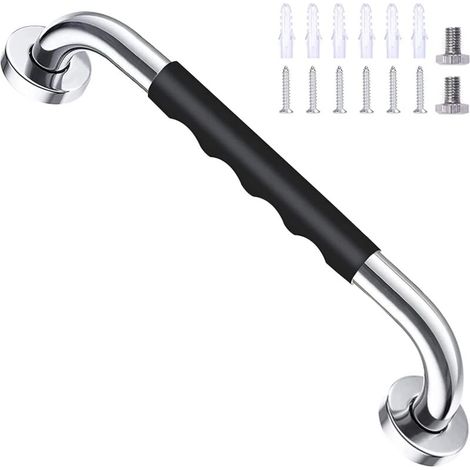 Safety Bathtub Black 40cm Non-Slip Wall Mounted Stainless Steel Grab Bar for Bathroom Toilet Handle for Children/Elderly