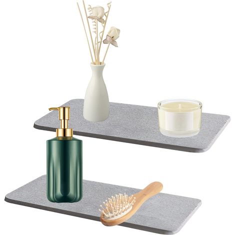 Lot de 2 Tapis Diatomite, Absorption Rapide, Organisateur Évier, Antidérapant, Cuisine Salle De Bain
