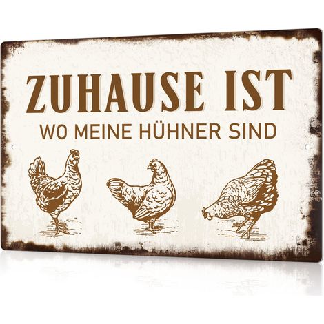 plaque en métal en forme de poule, vintage, décoration murale pour poulailler, ferme, 7,9 x 11,8 pouces, la maison est où sont mes poules (1/5)