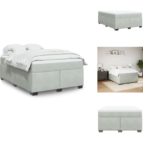 Boxspringbett mit Matratze Hellgrau 140x190 cm Samt - Samtbett - Boxspringbett - Doppelbett - Schlafzimmermöbel - Luxusbett (1/5)