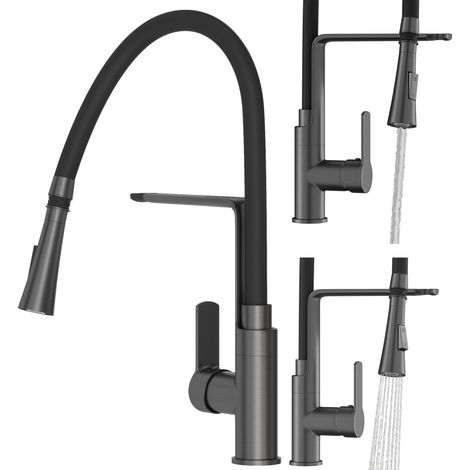 Mitigeur de Cuisine Granitan Vegas Bec Extractible Gun Grey 1 Pièce (1/5)