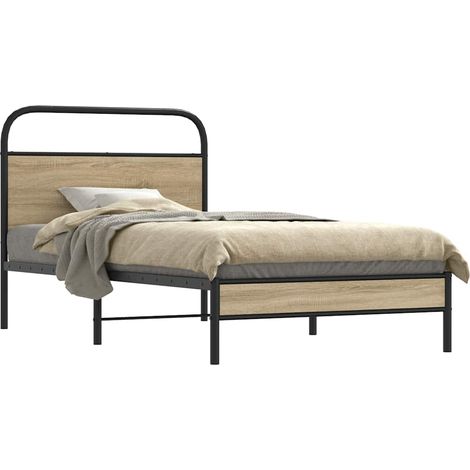 vidaXL Giroletto senza Materasso Rovere Fumo 100x200 cm in Truciolato (1/5)