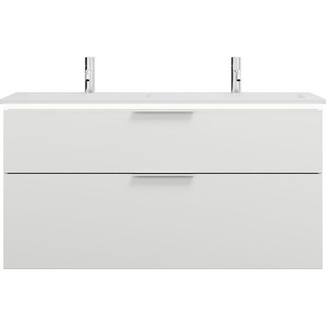 burgbad Eqio double lavabo en fonte minérale, meuble sous-lavabo (1/2)