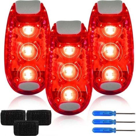 Lot de 3 cartables clignotants LED, Attaches fournies/lumières pour la course à pied, Lumière de sécurité pour enfants - Sac à dos - Jogging - Poussette [Classe énergétique A+] (1/4)