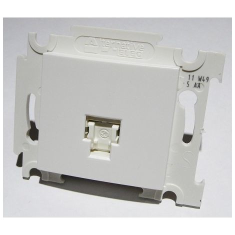Prise RJ45 Cat5E UTP blanche 9 contacts noyau Schneider encastré fixation vis sans plaque ALTERNATIVE ELEC AE52011 (1/2)