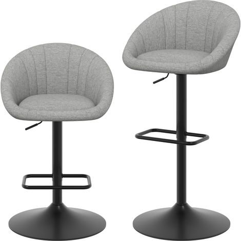 HOMCOM Set 2 Sgabelli Bar Girevoli in Tessuto con Altezza Regolabile Grigio (1/3)
