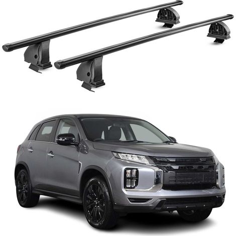 OMAC Stahl Dachträger Querträger Mitsubishi ASX II 2023-2026 – TÜV / DIN 75302:2019 – Abschließbar – Max. 75 kg – 2 Stangen – Schwarz (1/5)