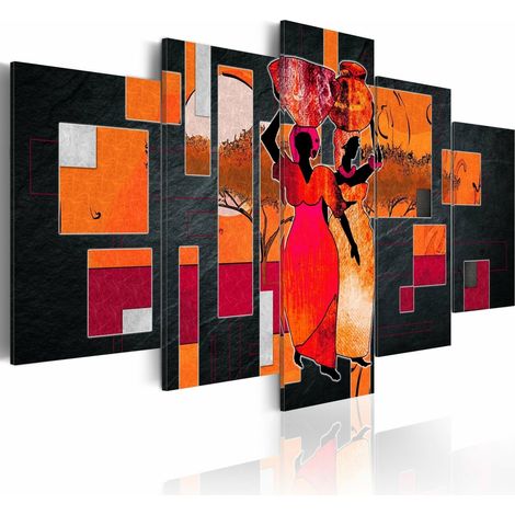 Tableau femmes portant de l'eau - 100 x 50 cm (1/4)