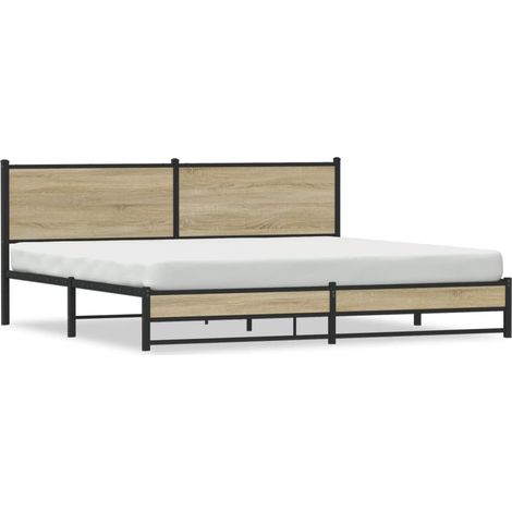 Maison Exclusive - Cadre de lit en métal sans matelas chêne sonoma 200x200 cm (1/5)