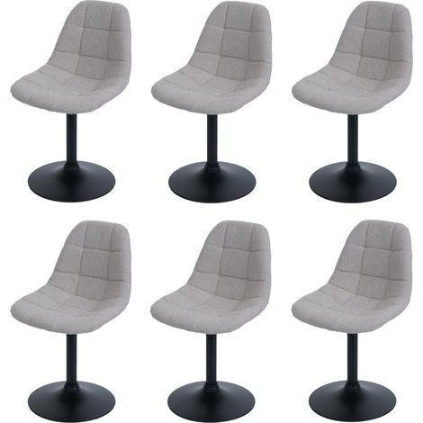 [NEUWERTIG] 6er-Set Esszimmerstuhl HHG-842, Küchenstuhl Stuhl Drehstuhl, Stahl MVG Stoff/Textil Bouclé (450g/m²) taupe