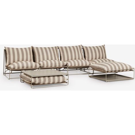 SKLUM Amaro Gartenset mit 4-teiligem Modulsofa, Beistelltisch und umwandelbarem Ottoman Braun Tapioca - Braun Mokka (1/5)