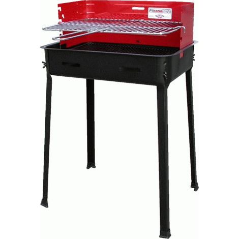 Barbecue fornacella rettangolare con griglia cromata per pic-nic carbone e legna cm 48x36x77h (1/2)