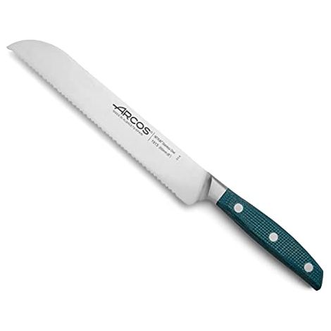 Arcos Serie Brooklyn, Coltello Pane, Acciaio Inossidabile Forgiato NITRUM 200 mm, Manico Micarta, Colore Blu (Filo Seta) (1/4)