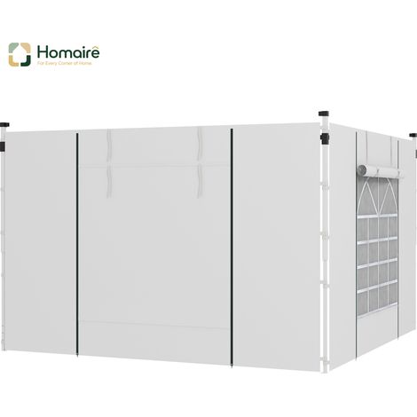 HOMAIRE Pavillon Seitenteile 2er Set mit Fenster & Tür für 3x3/3x6 m Partyzelt Oxford Weiß