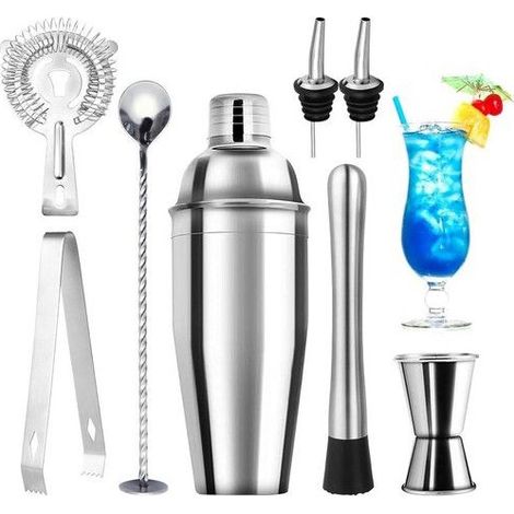 750ML Shaker Cocktail,8 Pièces INOX Shaker Vinaigrette,Professionnel kit pour Barman,Pour la maison, le bar, la fête (1/5)