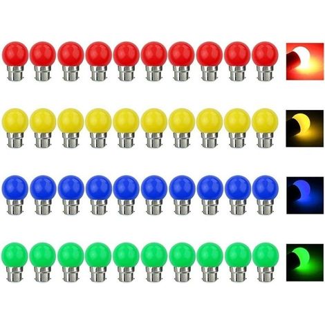 V-TOO Ampoule LED Couleur B22 3W équivalente 30W 240LM AC 220V-240V B22 Baïonnette Ampoules Guirlande Couleur LED Ampoules Multicolore pour Maison Bar Fête Décoration d'ambiance - Lot de (1/4)
