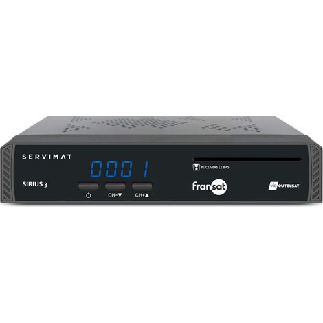 Récepteur TV satellite HD – Carte Fransat PC7 – Prise 12V pour camping – Enregistrement et contrôle du direct – Compatible TNT HD – Servimat