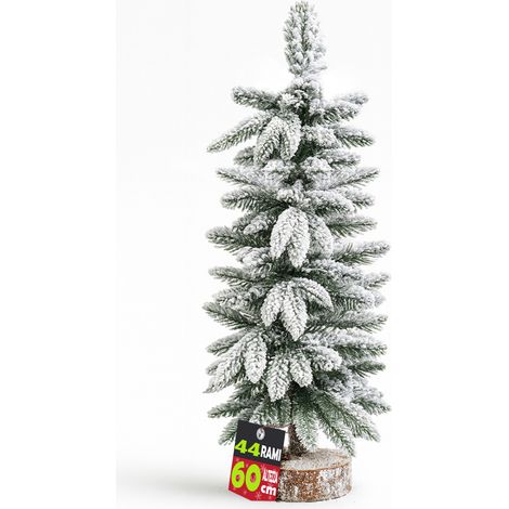 Albero di Natale Innevato 60cm con 44 Rami e Neve Effetto Realistico Base Tronco (1/4)