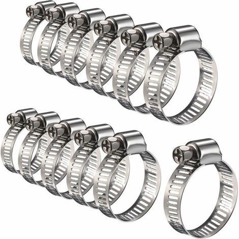 Schlauchschellen - RNEMITERY - 12 Stück - Edelstahl - Verstellbar - 16-25 mm (1/4)