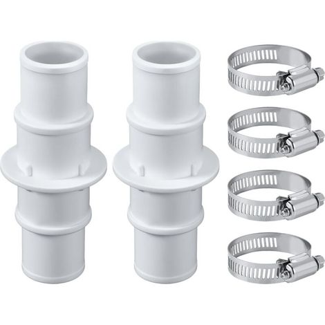 2pcs Connecteur de Tuyau de Piscine, avec 4 Acier Inoxydable Colliers de Serrage 32mm ou 38mm Adaptateur de Tuyau Piscine pour Aspirateur de Piscine Nettoyeurs Tuyaux de Pompe à Filtre