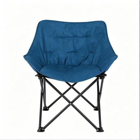 Gepolsterter klappbarer Campingstuhl aus Metall und Oxford-Gewebe, blau (1/5)
