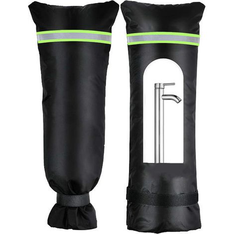 Protège-Robinet Extérieur pour le Gel en Oxford 420D avec Bande Réfléchissante, Sac et 2 Tailles (63x33cm/70x38cm), Noir, 1 Pièce (1/5)