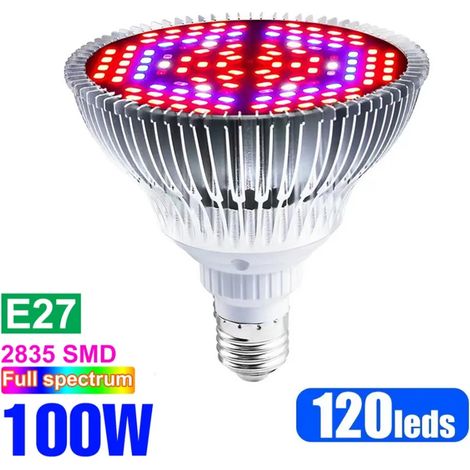 Lampes de croissance pour plantes Ampoule LED de croissance pour plantes (E27 100W - (85-265V), spectre complet) - Lampe horticole Fitolamp pour serres et cultures hydroponiques.