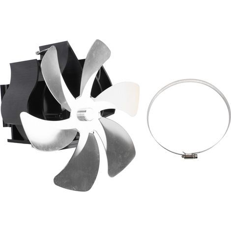 Ventilateur de poêle à bois alimenté par la chaleur, 6 pales suspendues, tuyau de fumée silencieux, cheminée, support mural écologique, argent (1/5)