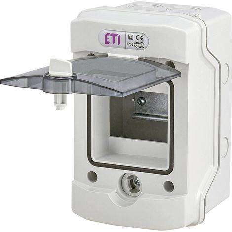ETI Aufputz-Feuchtraum-Kleinverteiler 4 TE grau mit Tür, IP 65 Anschlussdosen & Gehäuse (1/4)