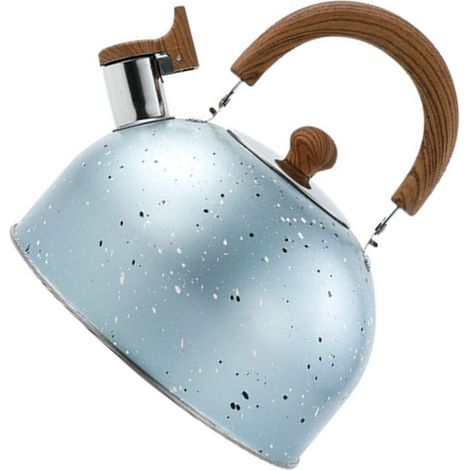 Bouilloire en acier inoxydable avec sifflet, grande capacité, fond lisse, compatible gaz et induction, pour faire bouillir de l'eau, 2 litres, bleue (1/5)