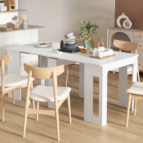 Table à manger pliante. table pliante cuisine extensible jusqu'à 6 personnes. pour petits espaces. salle à manger. blanc