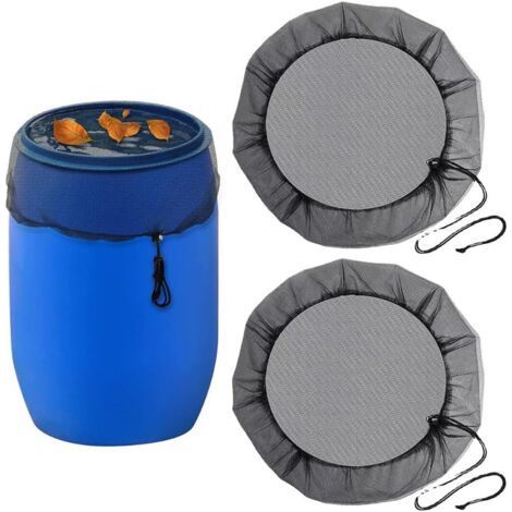 Filet Anti-Moustique pour Récupérateur d'Eau de Pluie 2 Pièces, Couvercle de Tonneau Ajustable, Filet de Protection contre Feuilles et Larves de Moustiques, Filet de Protection 95cm (1/5)