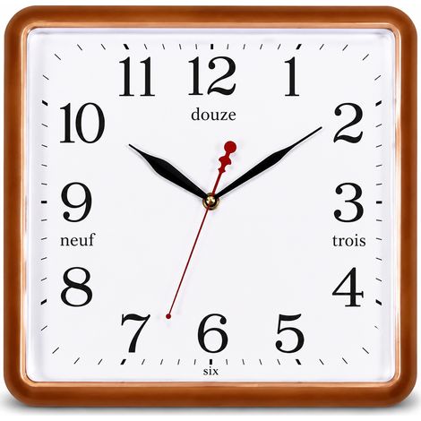 Horloge murale rectangulaire quartz silencieuse cadre doré cadran blanc 30x33 cm 30 réf 7829 33 × 30 × 10 cm 500 g – Livraison gratuite