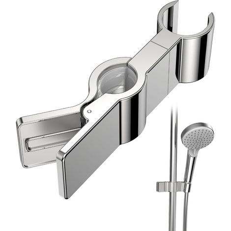 APEX Support de pommeau de douche rabattable en alliage de zinc, support de pommeau de douche à main remplaçable (15-28 mm), convient aux baignoires et salles de bains, aucun perçage requis (argent). (1/5)