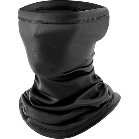 Tour de cou élastique 2 pièces pour homme et femme, coupe-vent et respirant, séchage rapide, idéal pour la moto, le vélo, le ski, la randonnée et la course à pied, noir (1/5)