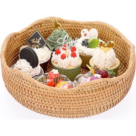 1 Corbeille Osier, Panier Rangement Fruits Pain, Décoration Table Salon Cuisine Jardin
