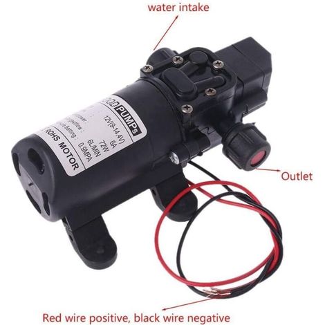 Pompe A Eau 12v Camping Car DC 12V 60W 130PI 6L / Min Eau de Pression Haute Pression Pompe à amorçage de diaphragme Pompe A Eau Camping Car (Voltage : 12V) (1/3)