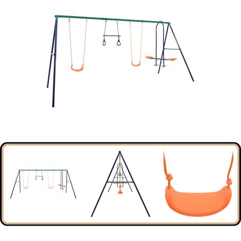 Ensemble de balançoire et anneaux de gymnastique 4 places Acier - Jeux De Plein Air - Balançoire - Ensemble De Balançoire - Aire De Jeu - Enfants (1/5)
