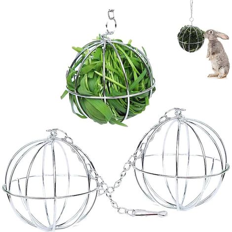 3 Pieces Hay Dispenser Feeding Ball Hay Feeder Rabbit Pet Hanging Ball Dispenser Rabbit Pet Grass Hay Ball for Rabbits Guinea Pigs Rabbits Chinchillas Hamsters (1/5)