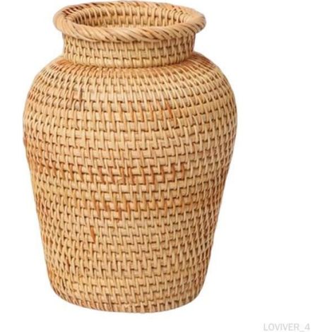 Vase - Rotin - Blanc - Style Campagne - 20.5 cm x 11 cm (1/4)