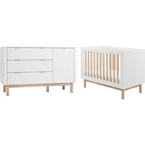 Lettino evolutivo 60x120 e Cassettiera a 3 cassetti 1 anta Pinio Miloo Bianco (1/4)