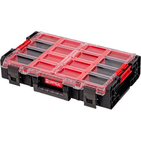 Drakkar Equipement – Organisateur Qbrick System ONE XL 2.0 empilable 582 x 387 x 131 mm 13,5 l IP66 – 6 inlays et 6 séparateurs – Pour chantiers humides