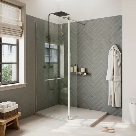 Cabine de douche à l italienne 100 cm porte de 40 cm verre transparent de 8 mm profilés chromés Keros (1/4)