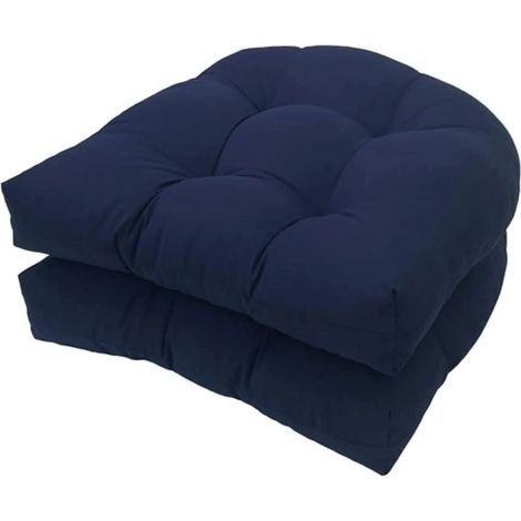 Coussins d'assise pour chaise d'extérieur, lot de 2, imperméables, 18" x 18", en forme de U, épaissis et capitonnés, pour chaises de patio (Couleur : bleu marine) (1/5)