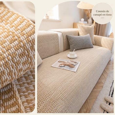 Coussin Lombaire Canapé Lin Point Sésame Blanc Thé au Lait Housse de Coussin Lombaire 3050cm avec Rembourrage 500 g – Livraison gratuite