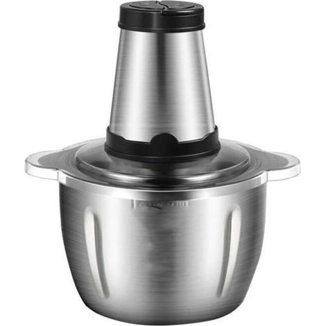 Robot culinaire électrique de 250 W avec 2 vitesses, 4 lames en acier inoxydable, bol de 2 L en acier inoxydable, conception anti-éclaboussures, traitement rapide des légumes, de la v (1/4)